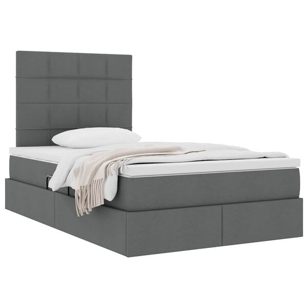 vidaXL Cama com arruma&ccedil;&atilde;o e colch&atilde;o Cinza Escuro 120 x 190 cm tecido