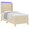 vidaXL Cama Box com fitas LED com cabeceira Creme 90 x 190 cm tecido