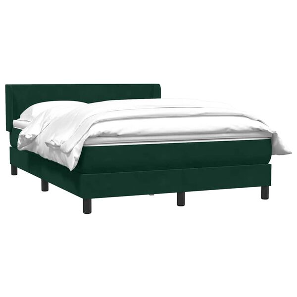 vidaXL Cama com molas/colch&atilde;o 160x220 cm veludo verde-escuro
