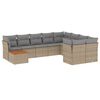 vidaXL 10 pcs conj. sof&aacute;s jardim c/ almofad&otilde;es vime PE bege misturado
