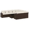 vidaXL 11 pcs conjunto sof&aacute;s de jardim c/ almofad&otilde;es vime PE castanho