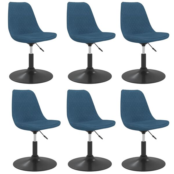 vidaXL Cadeiras de jantar girat&oacute;rias 6 pcs veludo azul