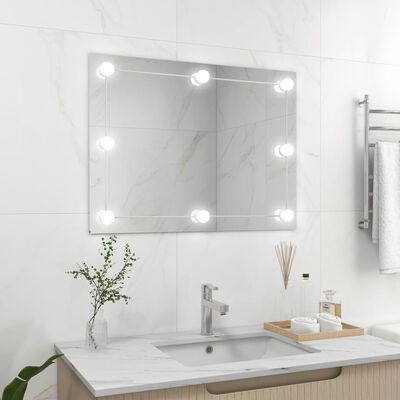 vidaXL Espelho de parede sem moldura c/ luzes LED vidro retangular