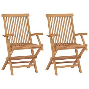 vidaXL Cadeiras de jardim dobr&aacute;veis 2 pcs madeira maci&ccedil;a de teca