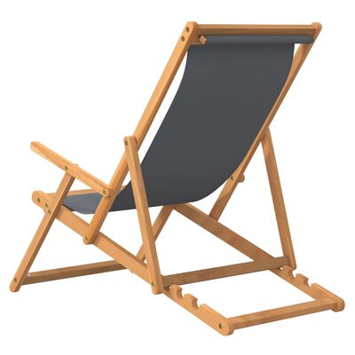vidaXL Cadeira de praia dobrável madeira de teca maciça cinzento