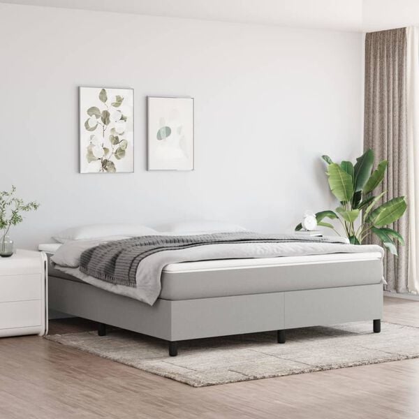 vidaXL Estrutura de cama com molas 180x200 cm tecido cinzento-claro