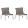 vidaXL Cadeiras de jardim com almofad&otilde;es 2 pcs pl&aacute;stico branco