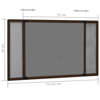 vidaXL Tela anti-insetos extensível p/ janelas (75-143)x50 cm castanho