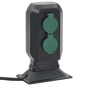vidaXL Tomada p/ o exterior c/ estaca 2 vias 15,5x11x24 cm preto/verde