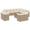 vidaXL 13 pcs conjunto de sof&aacute;s p/ jardim com almofad&otilde;es vime PE bege