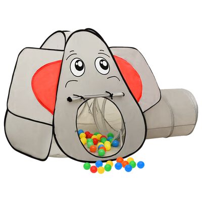 vidaXL Tenda de brincar elefante com 250 bolas 174x86x101 cm cinzento