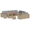 vidaXL Conjunto de Sof&aacute; de Jardim 13 unid. Bege e Cinza Claro vime PE