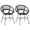 vidaXL Cadeira de jantar 2 unid. Rattan e Ferro Preto 54 x 65 x 82 cm