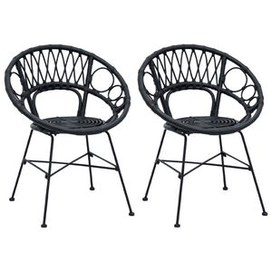 vidaXL Cadeira de jantar 2 unid. Rattan e Ferro Preto 54 x 65 x 82 cm