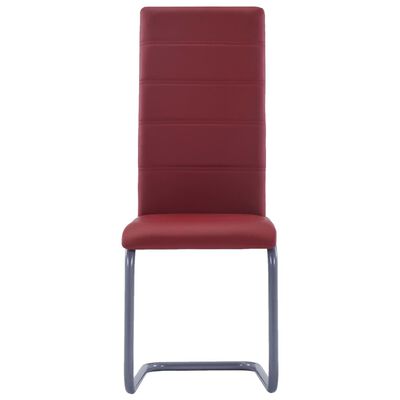 vidaXL Cadeiras de jantar cantilever 4 pcs couro artificial vermelho