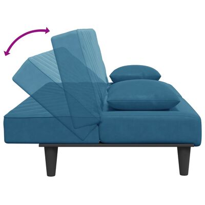 vidaXL 2 pcs conjunto de sofás com almofadas veludo azul