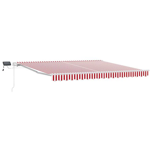 vidaXL Toldo Retrátil com Manual Vermelho e branco 400 ×300 cm tecido