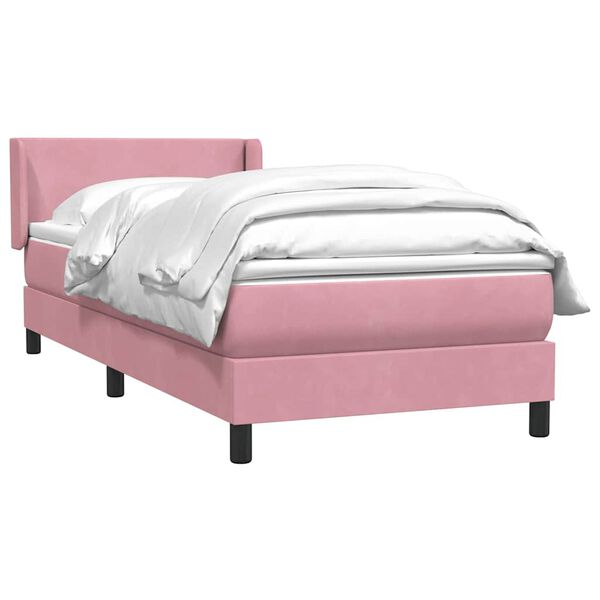 vidaXL Cama com molas/colch&atilde;o rosa 80x210 cm veludo