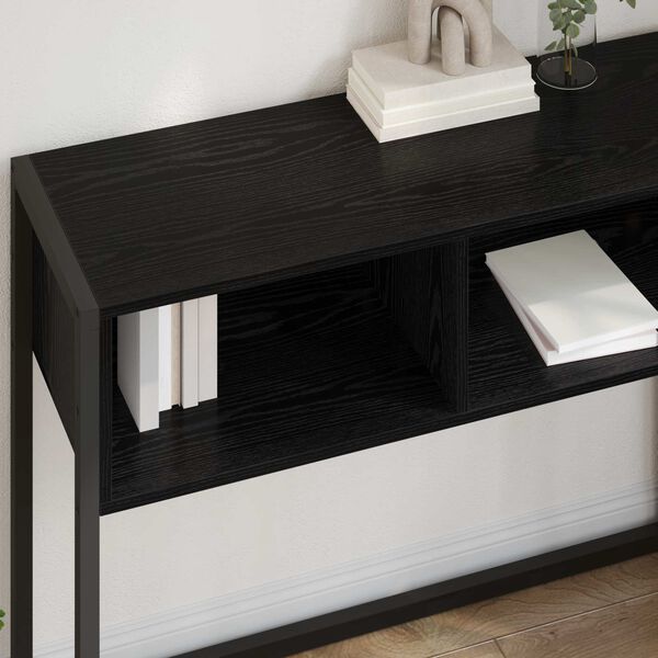 vidaXL Mesa de apoio com armazenamento Carvalho Preto 100 x 36 x 75 cm