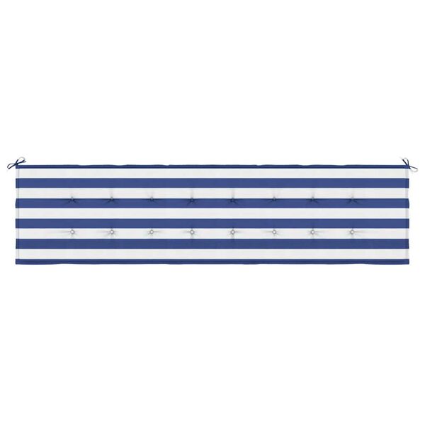 vidaXL Almofadão p/ banco jardim 200x50x4 cm tecido riscas azul/branco