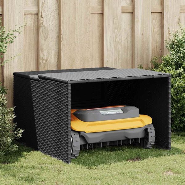 vidaXL Garagem para cortador de relva 86x90x52/57 cm vime PE preto