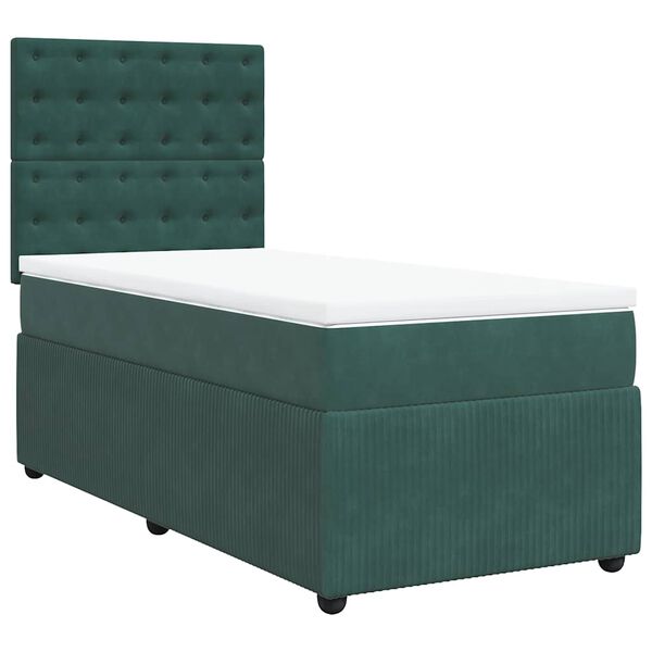 vidaXL Cama com molas/colch&atilde;o 80x200 cm veludo verde-escuro
