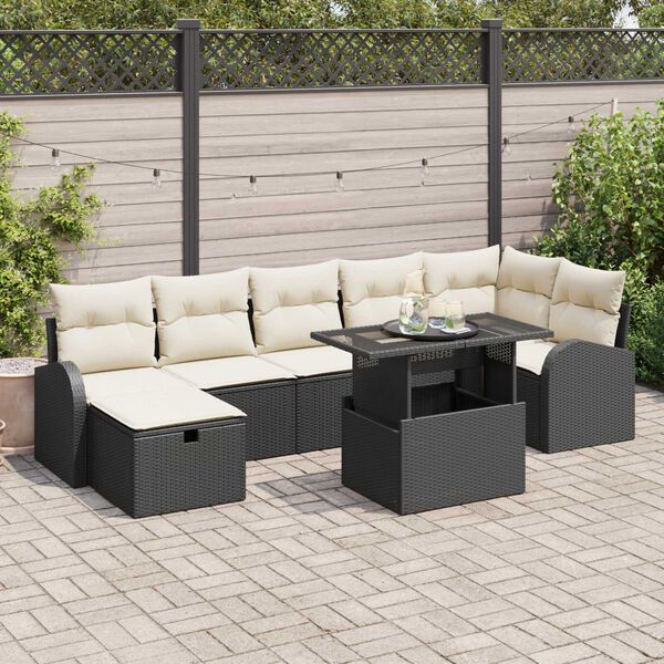 vidaXL Conjunto de Sof&aacute; de Jardim 8 pcs Preto Rattan Sint&eacute;tico
