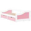 vidaXL Sof&aacute;-cama com 2 gavetas sem colch&atilde;o 90x200 cm IRUN branco&rosa