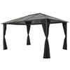 vidaXL Gazebo com cortinas alumínio 4x3x2,6 m preto