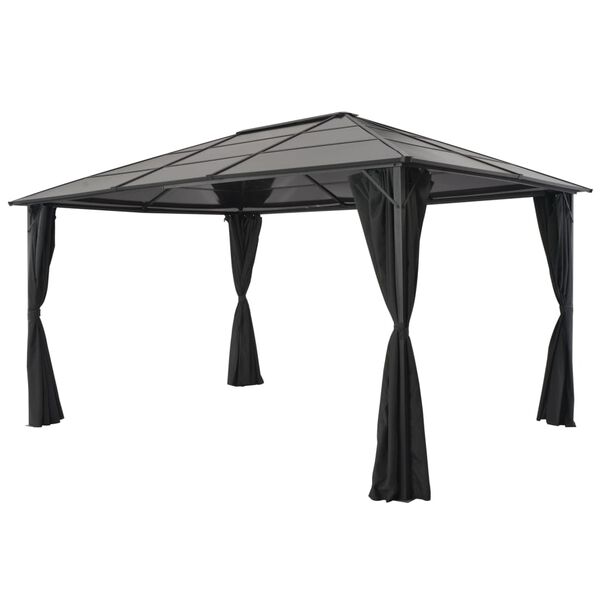 vidaXL Gazebo com cortinas alumínio 4x3x2,6 m preto