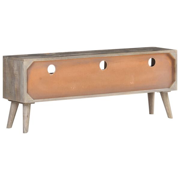 vidaXL M&oacute;vel TV 130x35x51 cm madeira mangueira &aacute;spera maci&ccedil;a cinzento