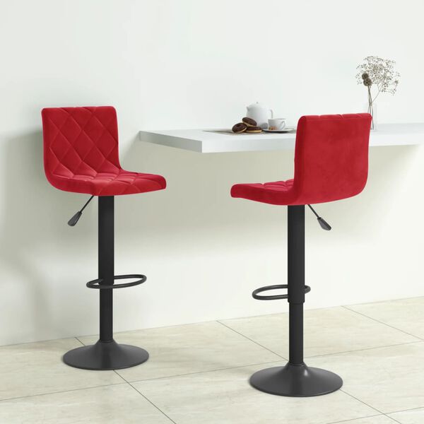 vidaXL Bancos de bar 2 pcs veludo vermelho tinto