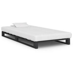 vidaXL Estrutura de cama em paletes pinho maci&ccedil;o 90x200 cm cinzento