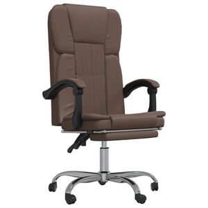 vidaXL Cadeira de escrit&oacute;rio reclin&aacute;vel couro artificial castanho