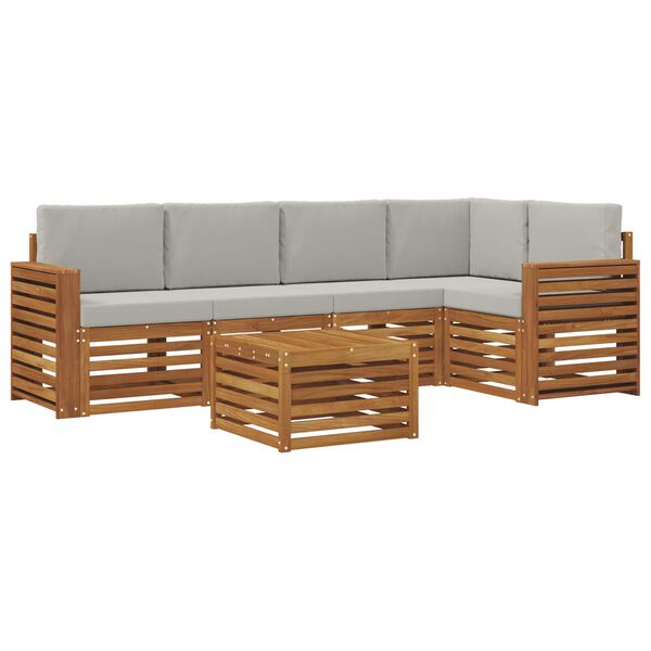 vidaXL Conjuntos de sof&aacute;s com almofada 6 pcs Cinza Natural e Claro