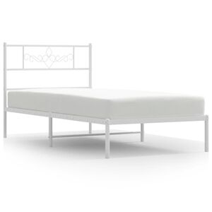 vidaXL Estrutura de cama com cabeceira 90x190 cm metal branco