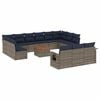 vidaXL Conjunto de sof&aacute; de jardim com 14 pe&ccedil;as e almofadas em rattan sint&eacute;tico cinza