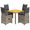 vidaXL 5 pcs conjunto bistr&ocirc; de jardim c/ almofad&otilde;es vime PE cinza