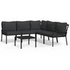 vidaXL 6 pcs conjunto lounge de jardim a&ccedil;o c/ almofad&otilde;es cinzentos
