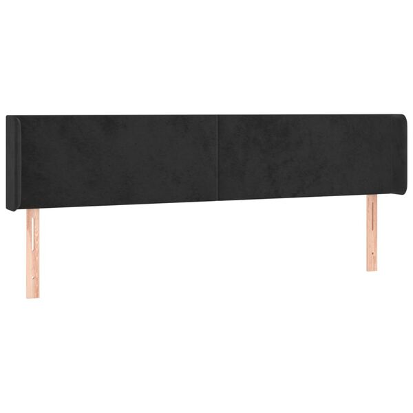 vidaXL Cabeceira de cama c/ luzes LED veludo 203x16x78/88 cm preto