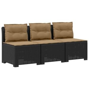 vidaXL Sof&aacute; de Jardim 3 Lugares com Almofadas visual Rattan PP