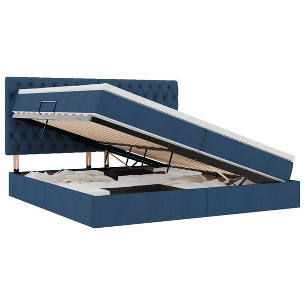 vidaXL Cama com arruma&ccedil;&atilde;o e colch&atilde;o Azul 200 x 200 cm Poli&eacute;ster