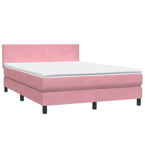 vidaXL Cama box spring com colch&atilde;o 160x210 cm veludo rosa