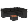 vidaXL 7 pcs conjunto de sof&aacute;s p/ jardim c/ almofad&otilde;es vime PE preto
