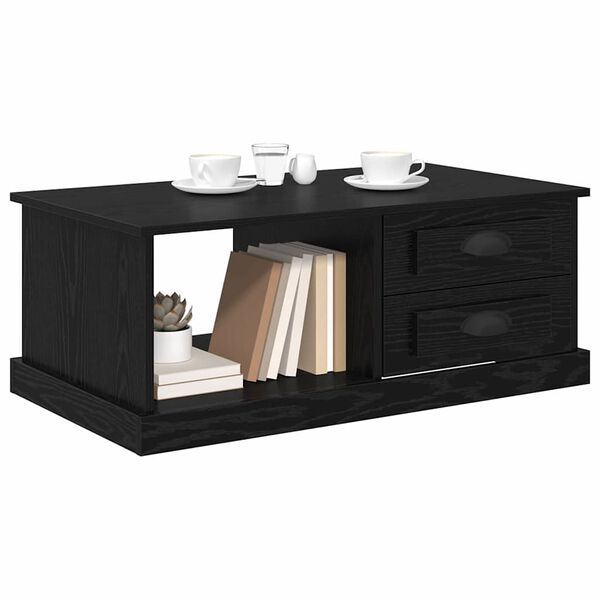 vidaXL Mesa de centro com gaveta Carvalho Preto 90 x 50 x 35 cm