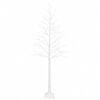 vidaXL &Aacute;rvore de Natal de b&eacute;tula Branco 25 x 25 x 240 cm Pl&aacute;stico