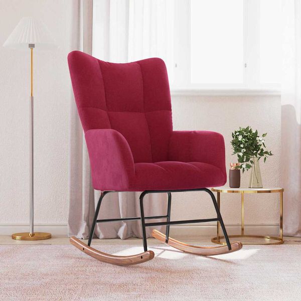 vidaXL Cadeira de baloi&ccedil;o veludo vermelho tinto