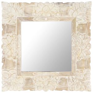 vidaXL Espelho 50x50 cm madeira de mangueira maci&ccedil;a branco