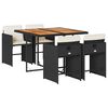 vidaXL 5 pcs conjunto de jantar p/ jardim c/ almofad&otilde;es vime PE preto