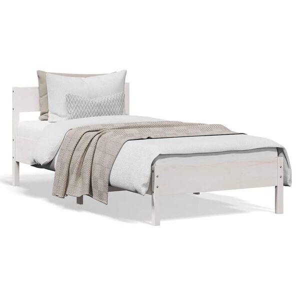 vidaXL Cama sem colch&atilde;o 90x190 cm madeira de pinho maci&ccedil;a branco